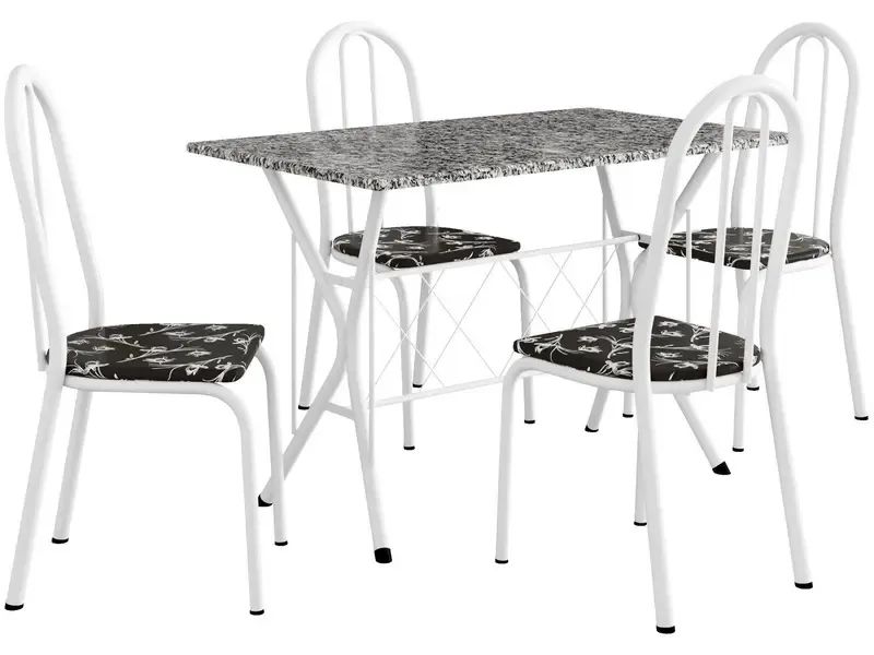 Mesa de Jantar 4 Cadeiras Retangular Branca Artefamol Ravena