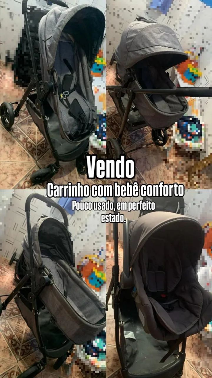 Carrinho de bebê galzerano com bebê conforto 