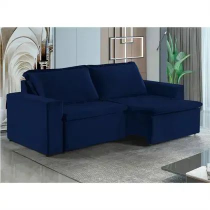 Sofá Retrátil Lisboa Premium para 3 Azul Marinho