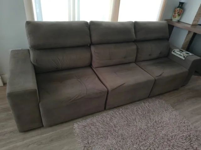 Sofá 3 Lugares Retrátil e Reclinável - 2,90m - Tecido Suede - Foto 4