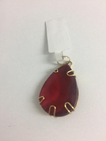 Pingente ouro com zircônia rubi