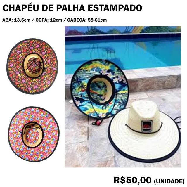 Chapéu de Palha Estampado Verão 2020