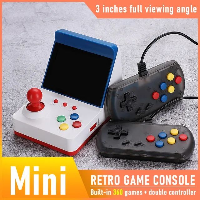 Mini Vídeo Game Retro 360 Jogos Clássicos 8 Bits Portátil + 2 Contr