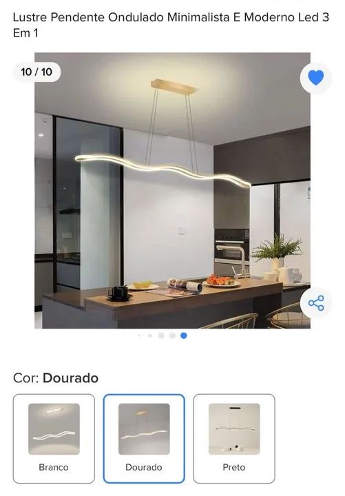 Lustre Moderno led ondulado 
