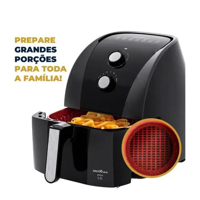  Air Fryer Fritadeira Elétrica 5,5L BFR50 Preta com Timer Britânia - Foto 4