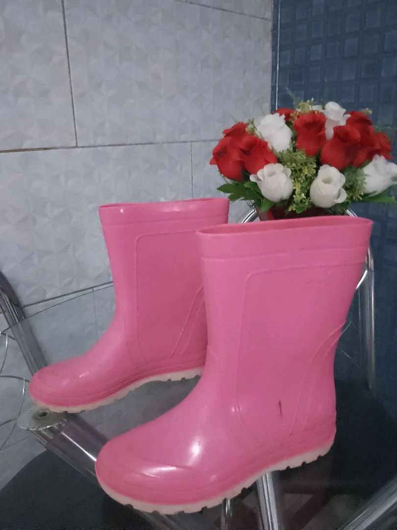 Bota de fashion chuva rosa