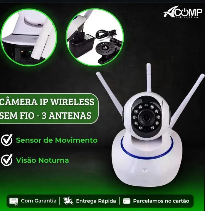 Câmera IP Wireless 3 Antenas - Segurança Total!