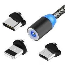 Cabo Carregador Magnético 3 Em 1 Usb Tipo C Micro Lightning - KT-026