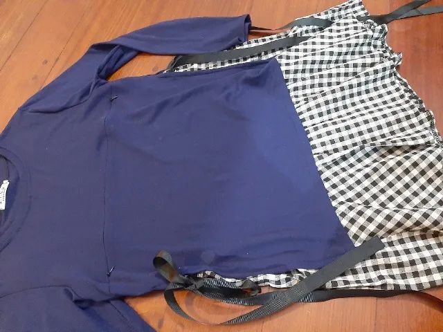 Vestido amamentação azul e xadrez - Foto 4