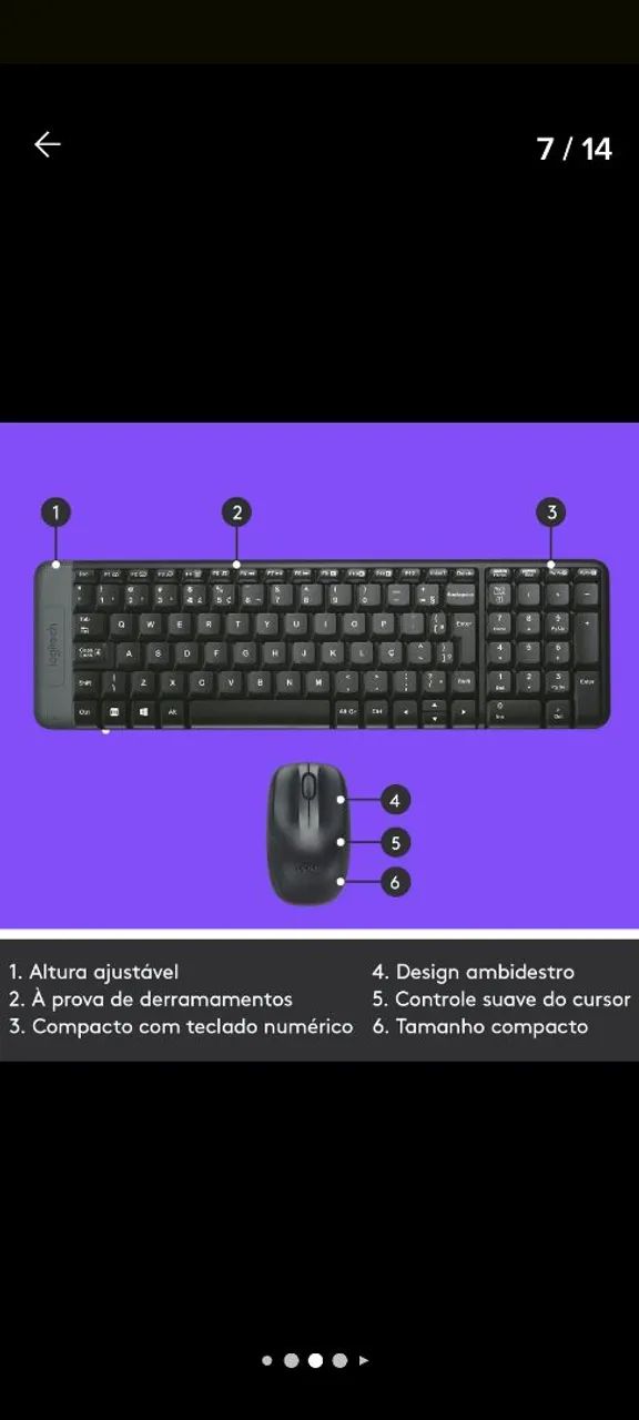 Kit Teclado e Mouse Logitech MK220 Sem Fio - Foto 2