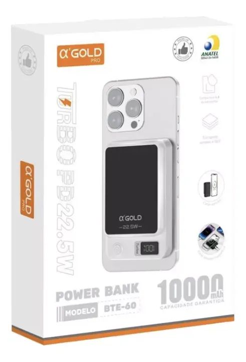 Power Bank 10000mah Carregador Portatil Por Indução Agold - Foto 6