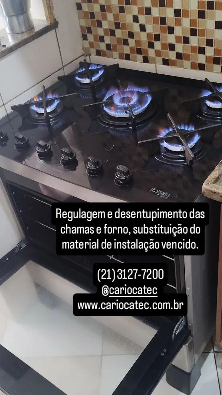 Vazamento de gás? Substituição de material e regulagem das chamas.