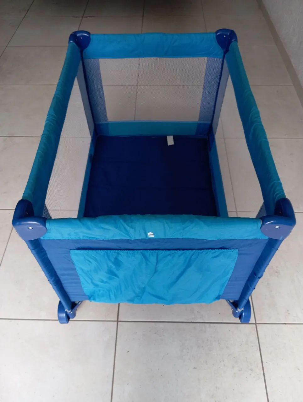 Berço Cercado Desmontavel Portatil Dardara Azul - Foto 2