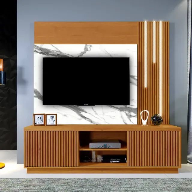 Estante Siena Home para TV até 59 Polegadas 2 Portas com LED Mavaular 1,80 - Foto 5
