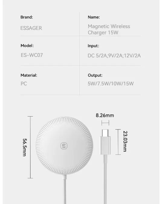 NOVO | Carregador Indução Essager Sem Fio 15w Carregamento Rápido - Fazemos Entrega - Foto 2