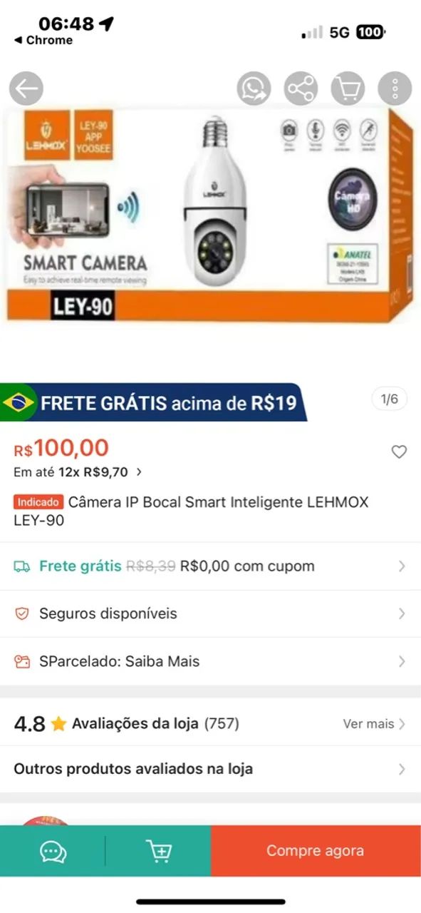 2 Smart Câmera WI-FI marca LEHMOX  modelo LEY-90 para uso com o app YOOEE - Foto 6