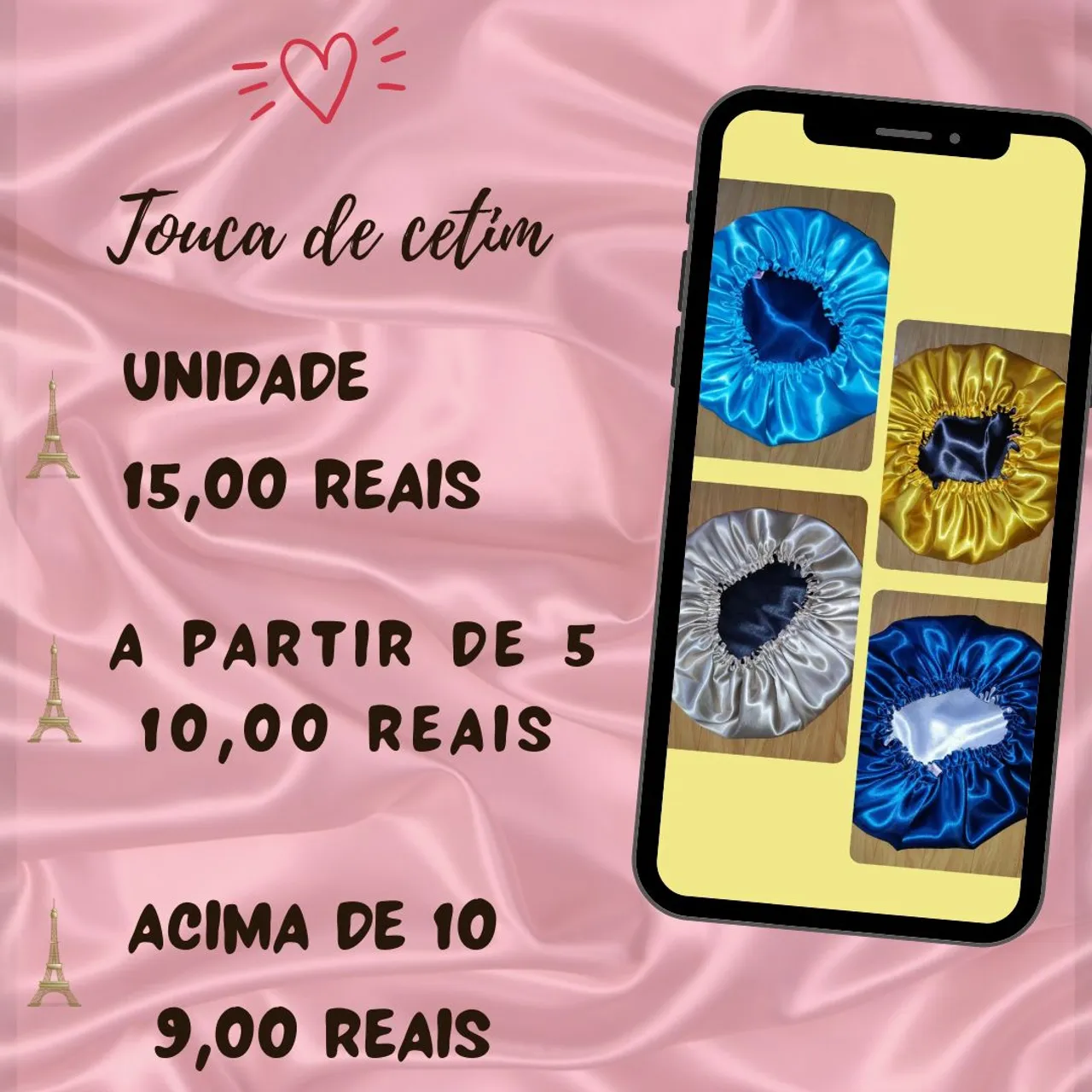 Touca de Cetim - Diversas Cores
