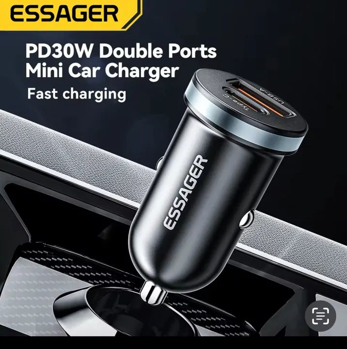 Carregador de Carro PD30W Dupla Saída Essager