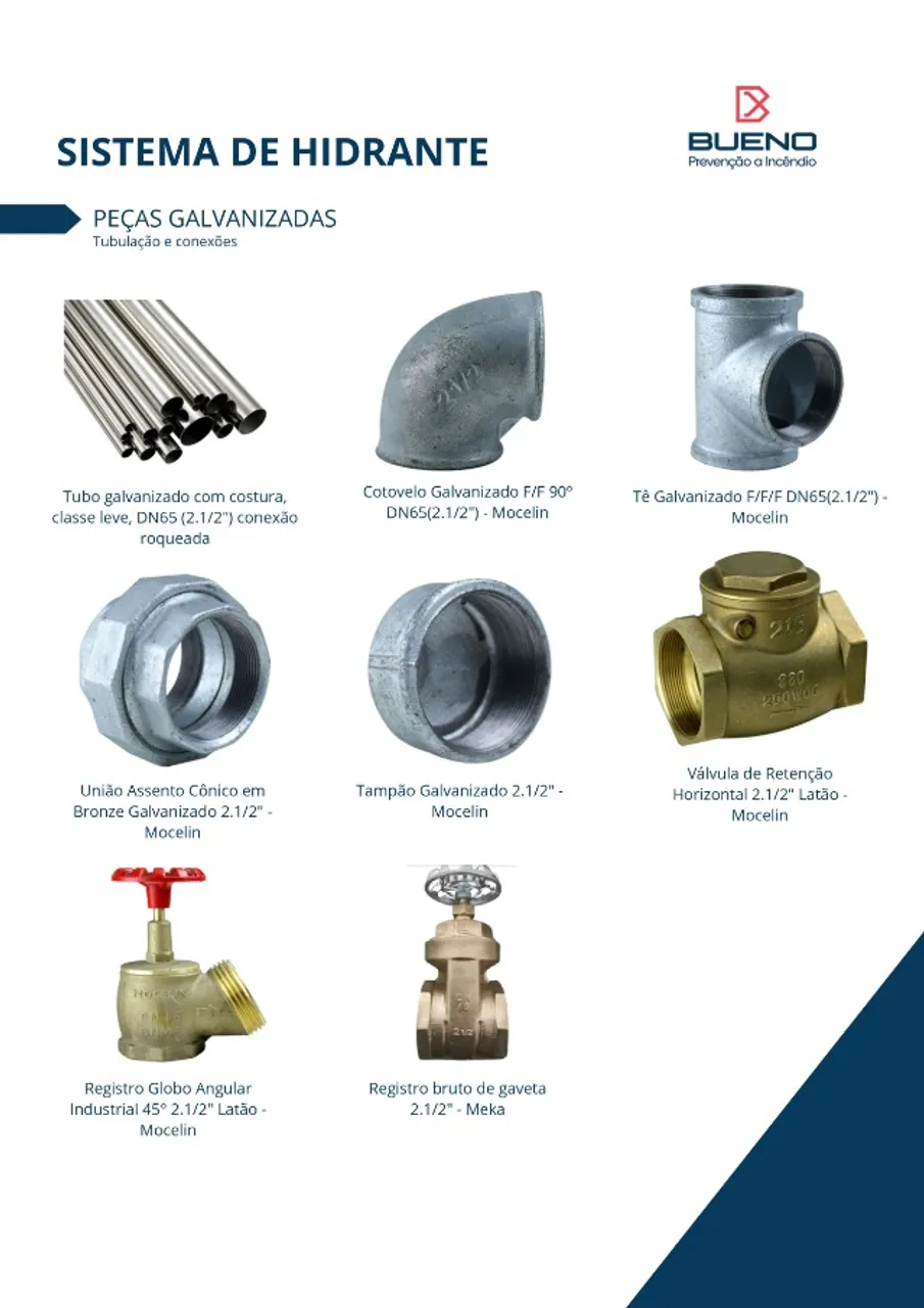 CONEXÕES GALVANIZADAS PARA HIDRANTES