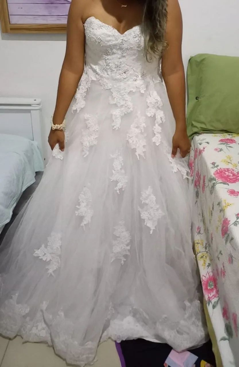 Vestido de noiva branco com renda - Foto 2