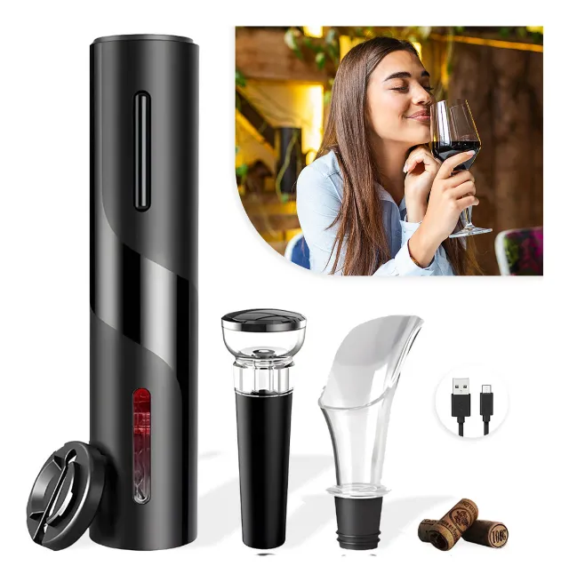 Novo - Abridor De Vinho Elétrico Usb Saca Rolhas Recarregável Automático Premium