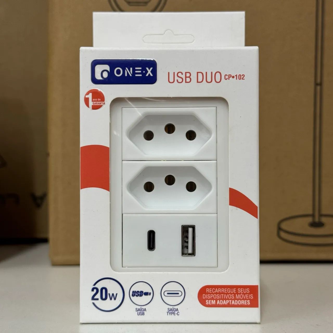 Tomada De Parede Usb Type-c 20w Carregador Dispositivos - Branco