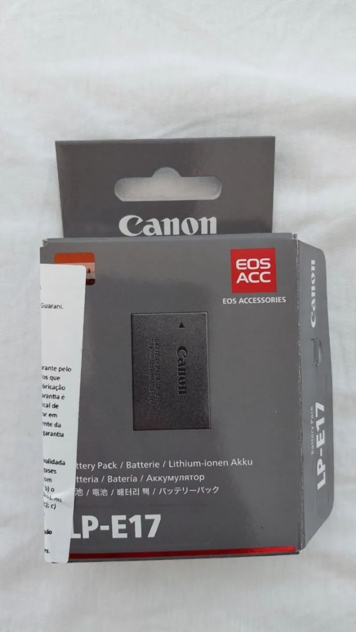 Bateria Canon LP-E17 para câmeras Canon T8i/T7i/T6s/T6i/SL3/SL2/77D/RP/R8/R10/R50/R100/M6