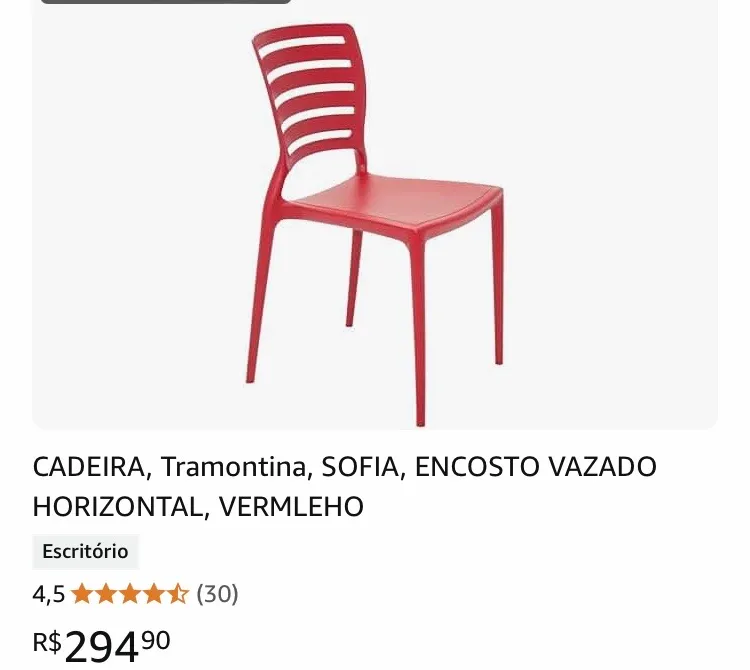 Cadeira Tramontina Sofia Encosto Vazado Vermelha