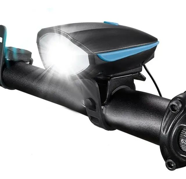 Farol Bike Recarregável Usb Iluminação Noturna Buzina 7588 - Foto 5