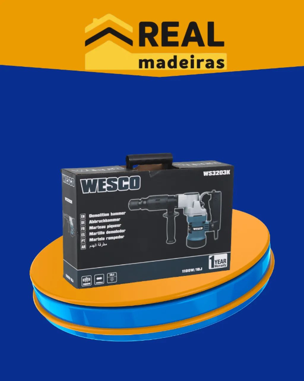 Martelo Rompedor WESCO - 1.100W WS3203K-220V - Foto 3