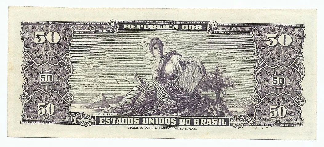 CÉDULA BRASILEIRA - C089 - 50 CRUZEIROS - AUTOGRAFADA - FLOR DE ESTAMPA ANO 1949 - Foto 2