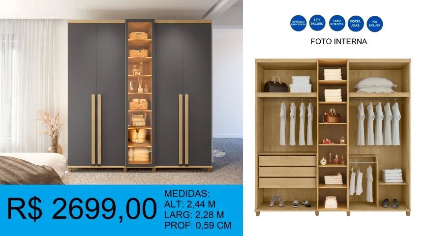 GUARDA ROUPA REFLACTA LINDO - COMPRE HOJE E RECEBA AMANHÃ  - Foto 2