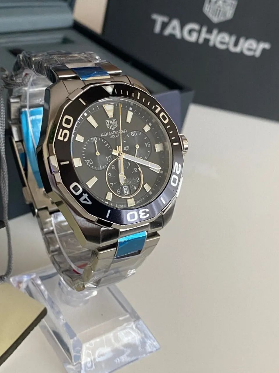 Relógio Tag Heuer Aquaracer Quartz, 43 Mm preto - Foto 2