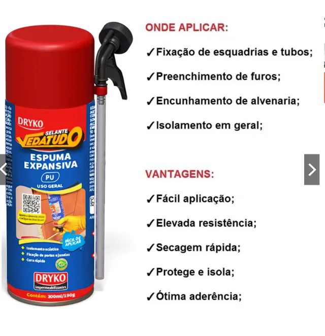 6 Espuma Expansiva Porta Janela Uso Geral Obra Vedatudo Vedação Batente Fixação Isolamento - Foto 2