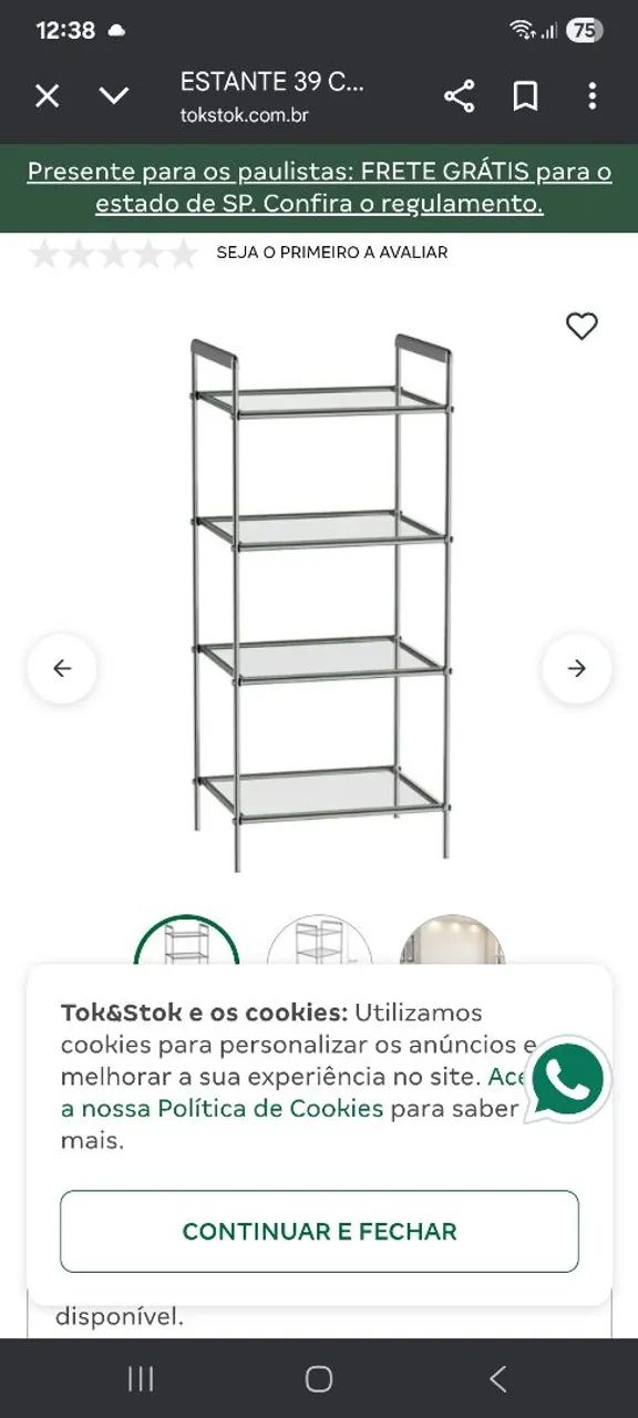 Estante de Aço com Prateleiras de Vidro