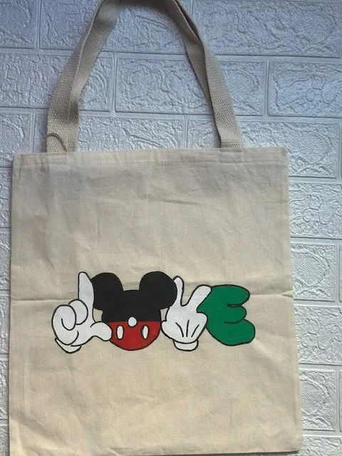 ? Ecobag Artesanal Pintada à Mão - LOVE Disney Inspired ? - Foto 2