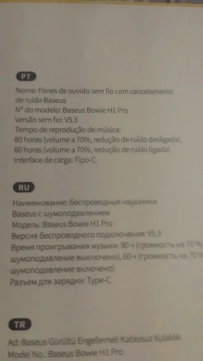 Fone de ouvido sem fio com cancelamento de ruído Baseus V5.3 tipo-C - Foto 3