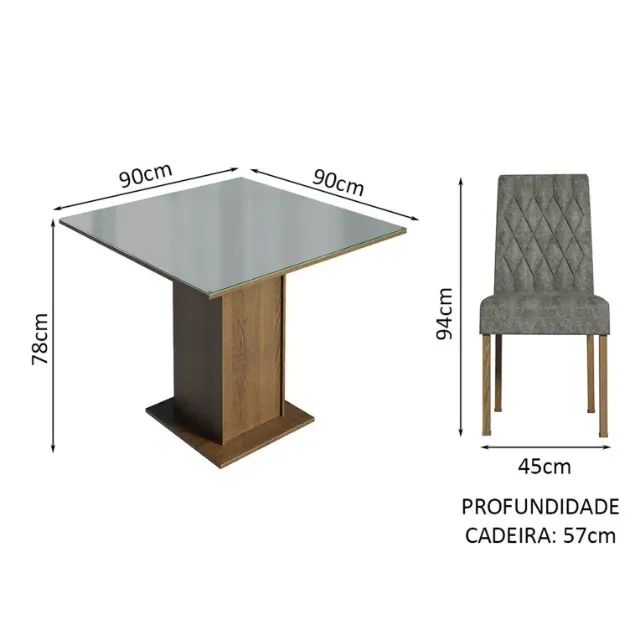 Mesa De Jantar 0.90mx0.90m Com 4 Cadeiras - Foto 3