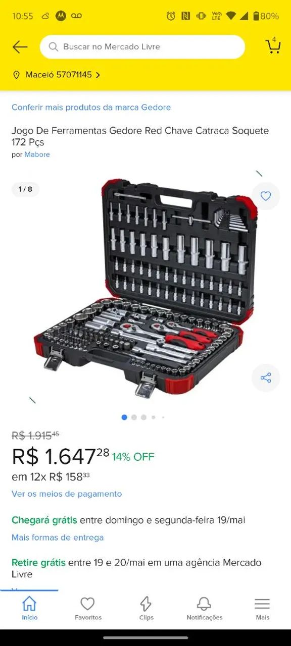 Jogo de Ferramentas Gedore Red Chave Catraca Soquete 172 Pcs