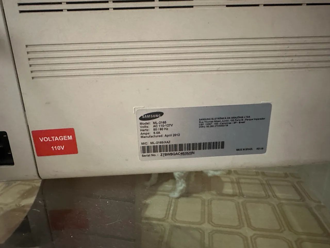 Impressora Samsung Laser Ml 2165