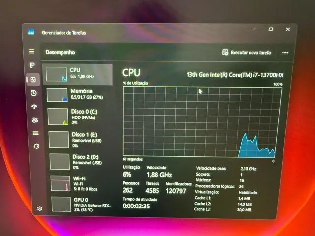 Notebook Rtx 4050 I7-13700hx /Tela 16 polegadas / 32GB RAM SSD 512 / $5.500,00 - Foto 2
