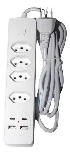 Filtro de Linha com 4 Tomadas + 2 USB + 2 Tipo-C - Proteção e Praticidade - Loja Coimbra - Foto 2