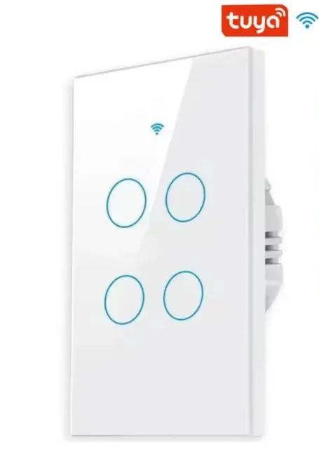 Interruptor Inteligente 4 Canais de Toque Sem Fio Neutro Alexa Google Home Smart COD-AM615