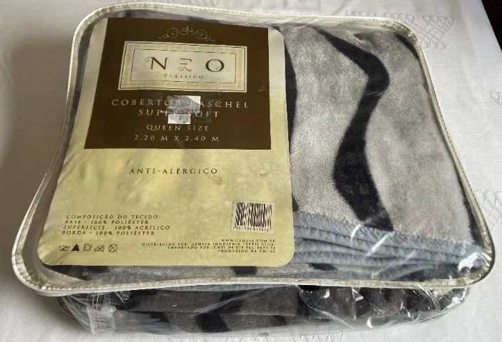 COBERTOR RASCHEL SUPER  SOFT  ANTIALERGICO CINZA E PRETO - Foto 6