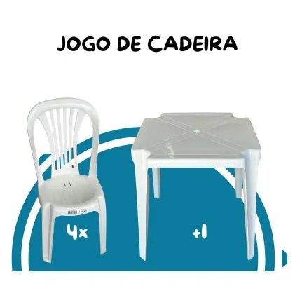 JOGO DE MESA C/ CADEIRA S/ BRAÇO - BRANCO/PRETO