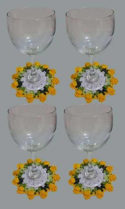 Jogo de 4 Coasters de Crochê para Copos - Foto 2