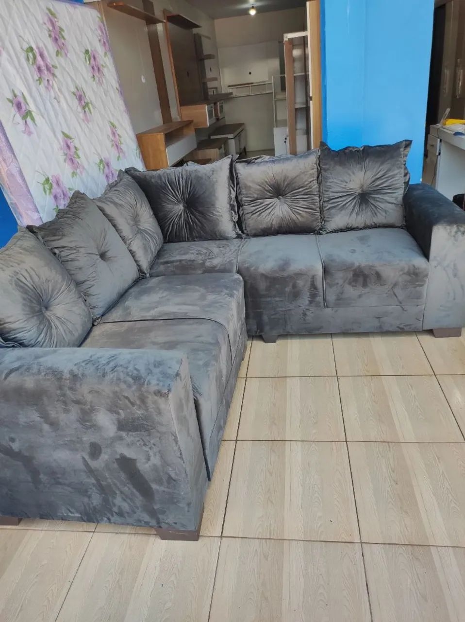 Sofá de Canto Cinza Elegante e Confortável novo