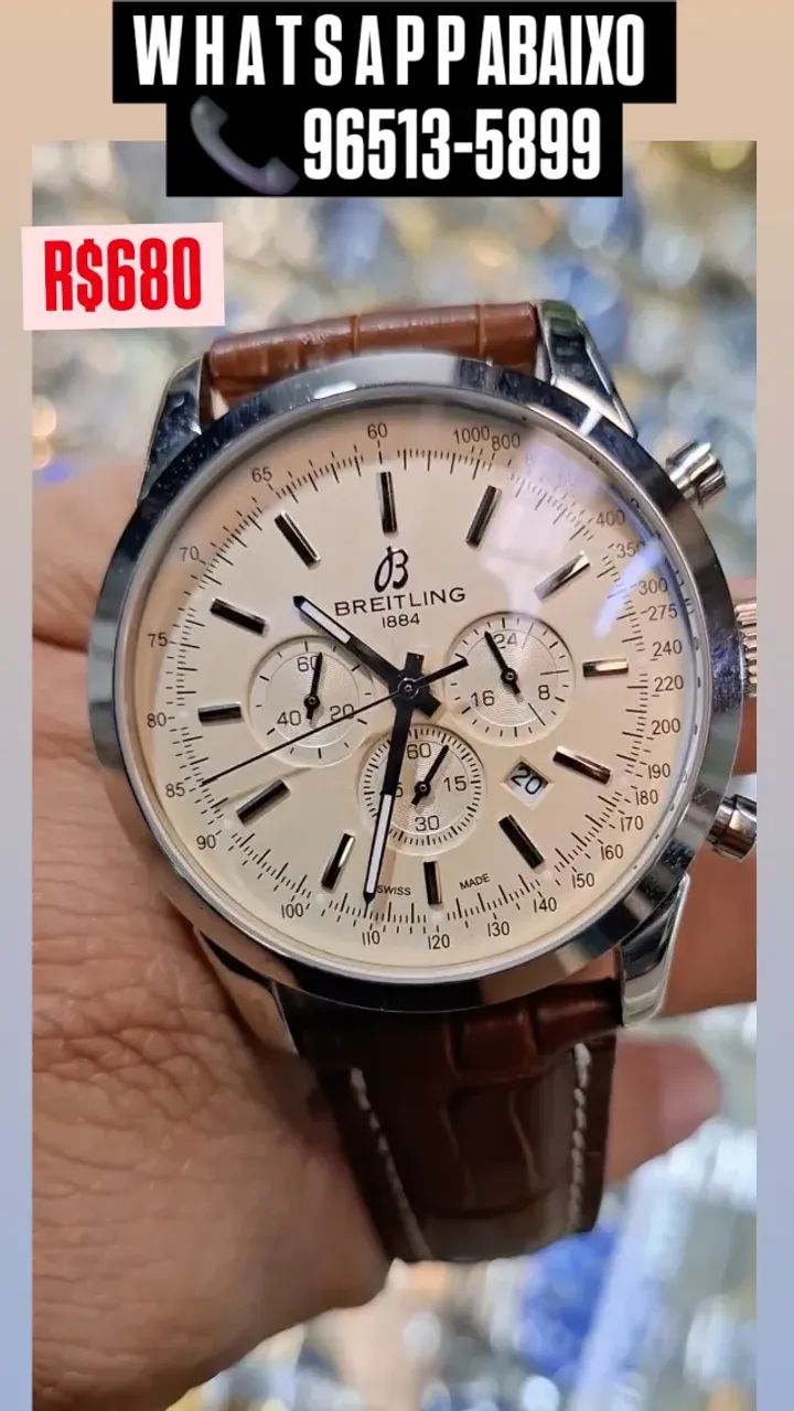 Relógio BREITLING 1984 - MODELO CHROUND - AIR PULSEIRA DE COURO 