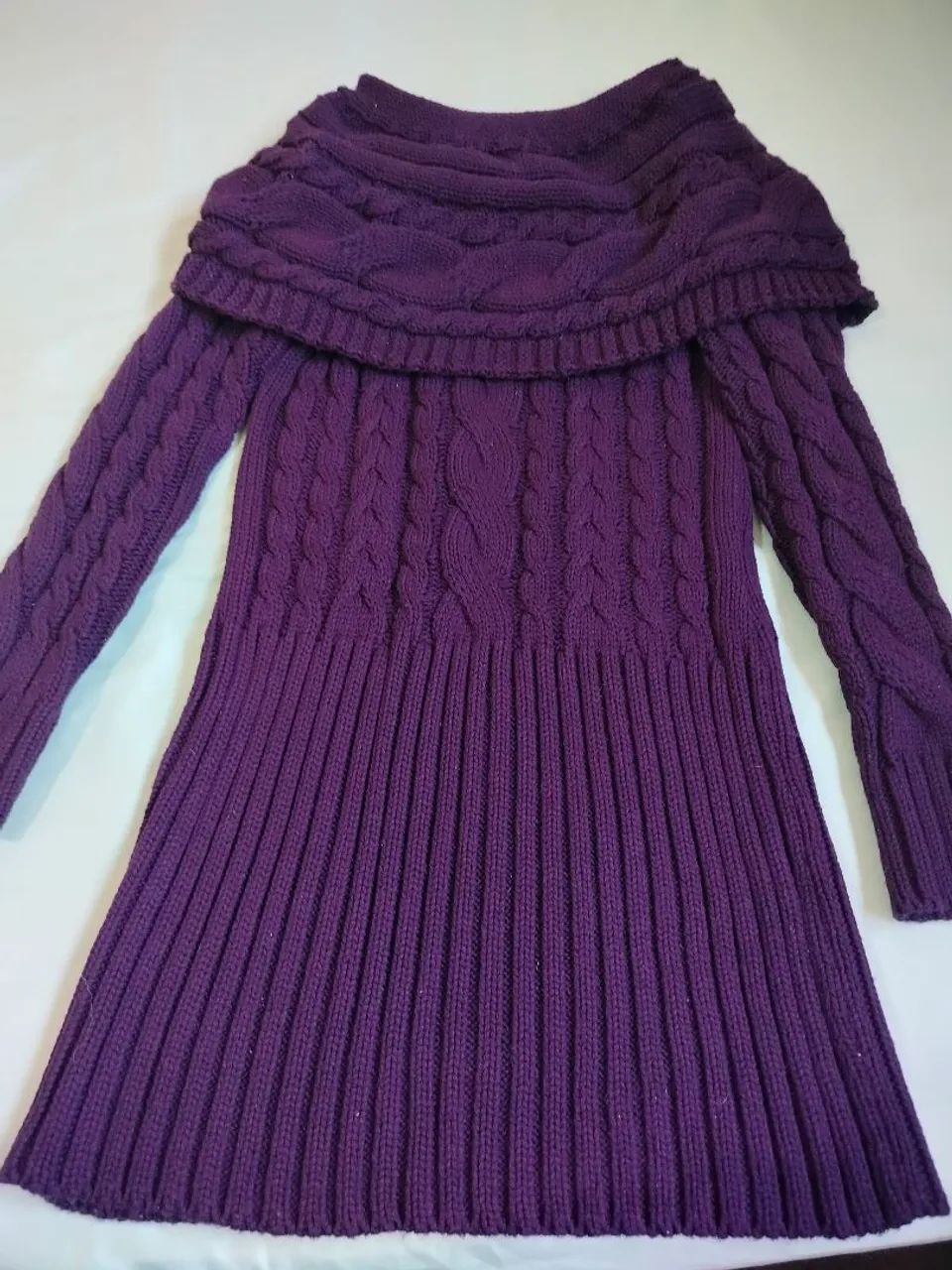 Vestido de Tricô Roxo com Gola Alta - Foto 3