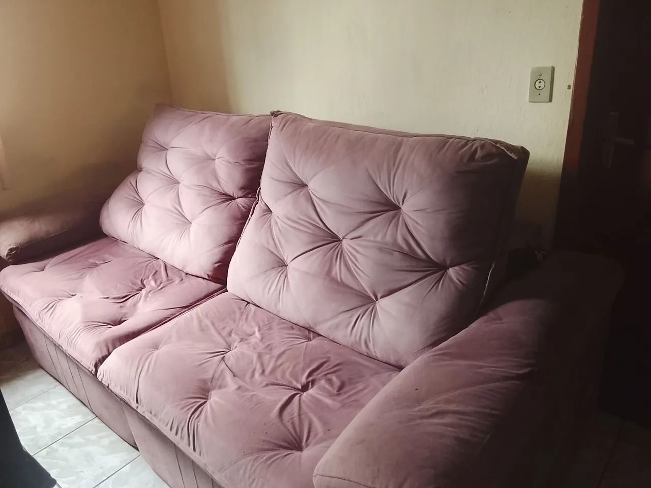 Sofá retrátil reclinável rosé 2,20m parcela com juros da maquininha 